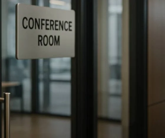 Табличка «Conference room» на двери переговорной
